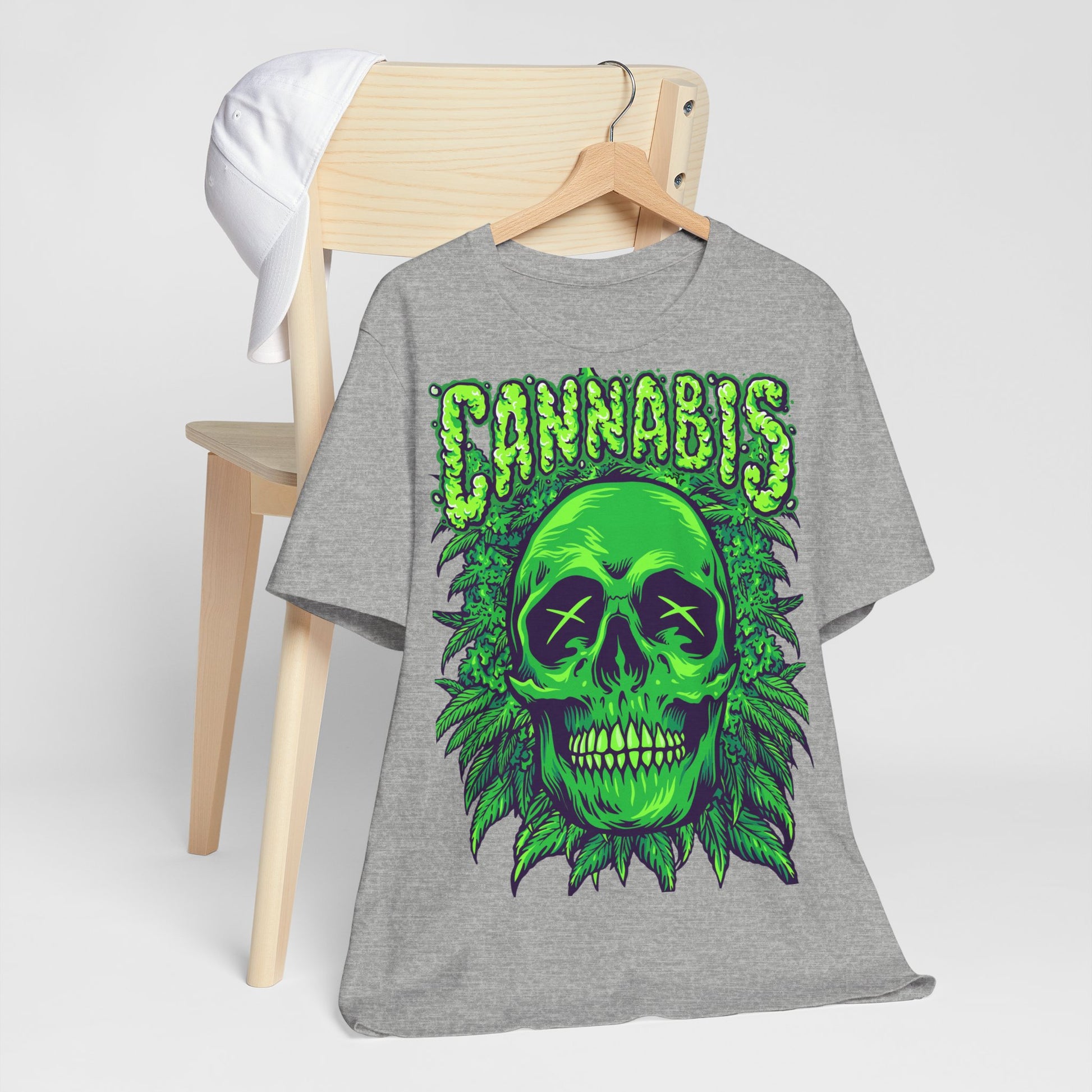 Cannabis Skull T-Shirt - Neon Green - GFAM STORE