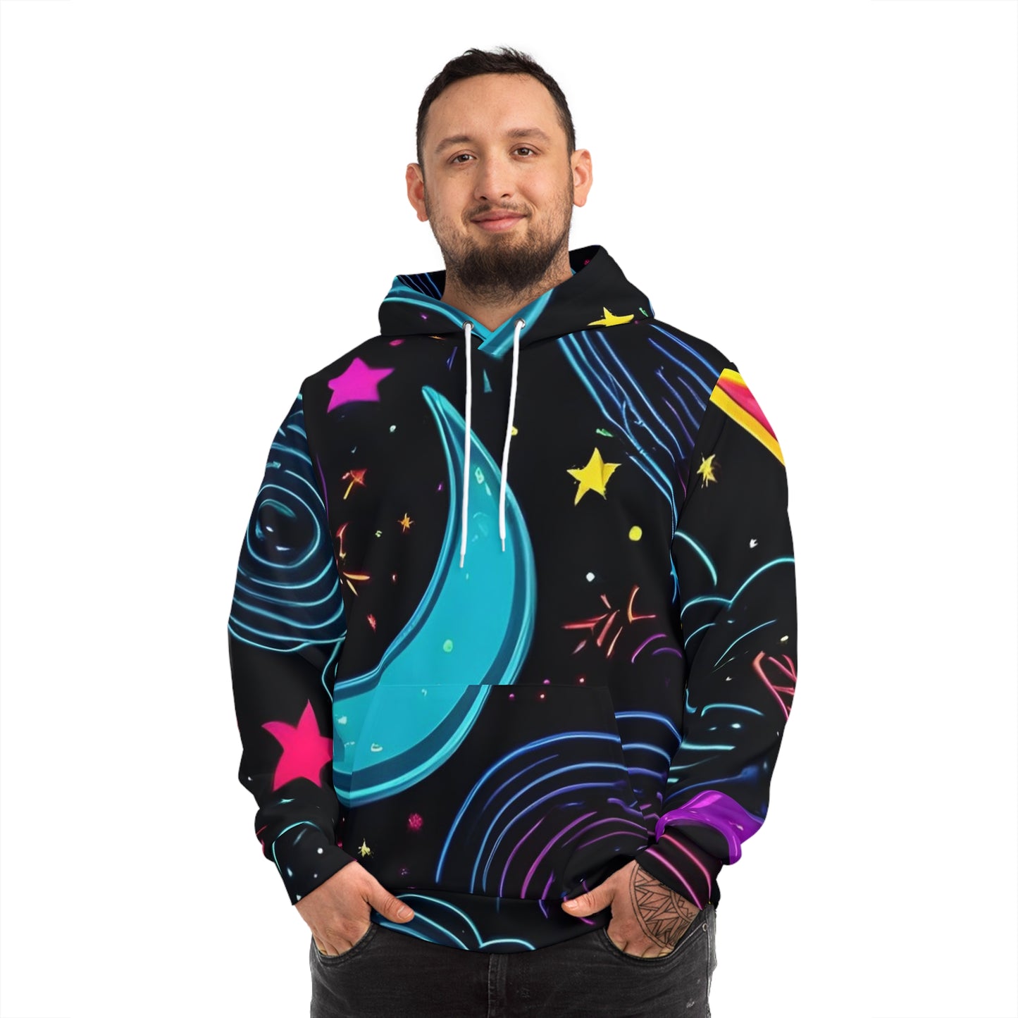 Vibrant Neon Celestial Sweatshirt with Hood - GFAM STORE