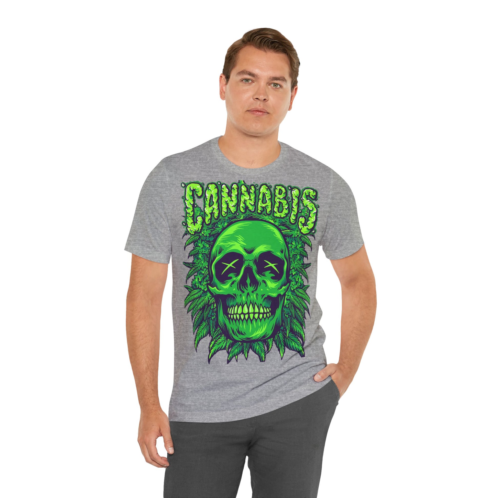 Cannabis Skull T-Shirt - Neon Green - GFAM STORE