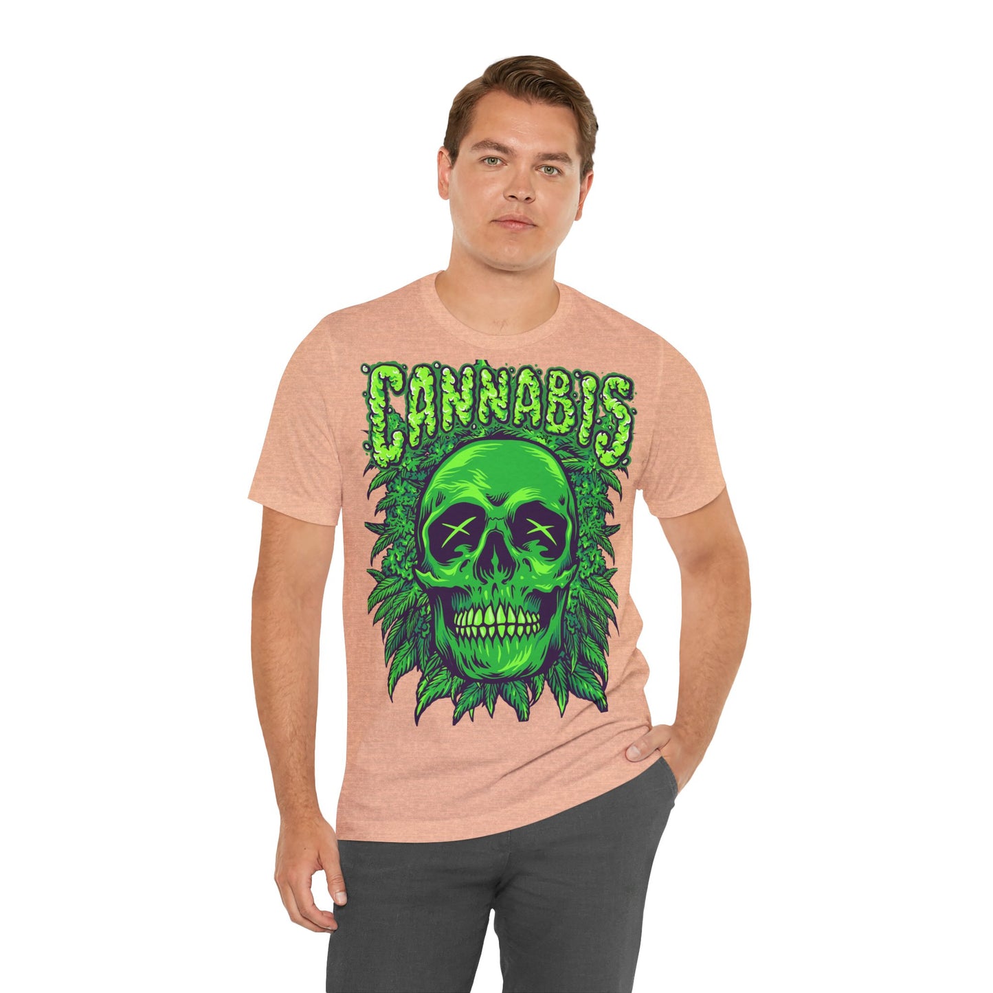 Cannabis Skull T-Shirt - Neon Green - GFAM STORE