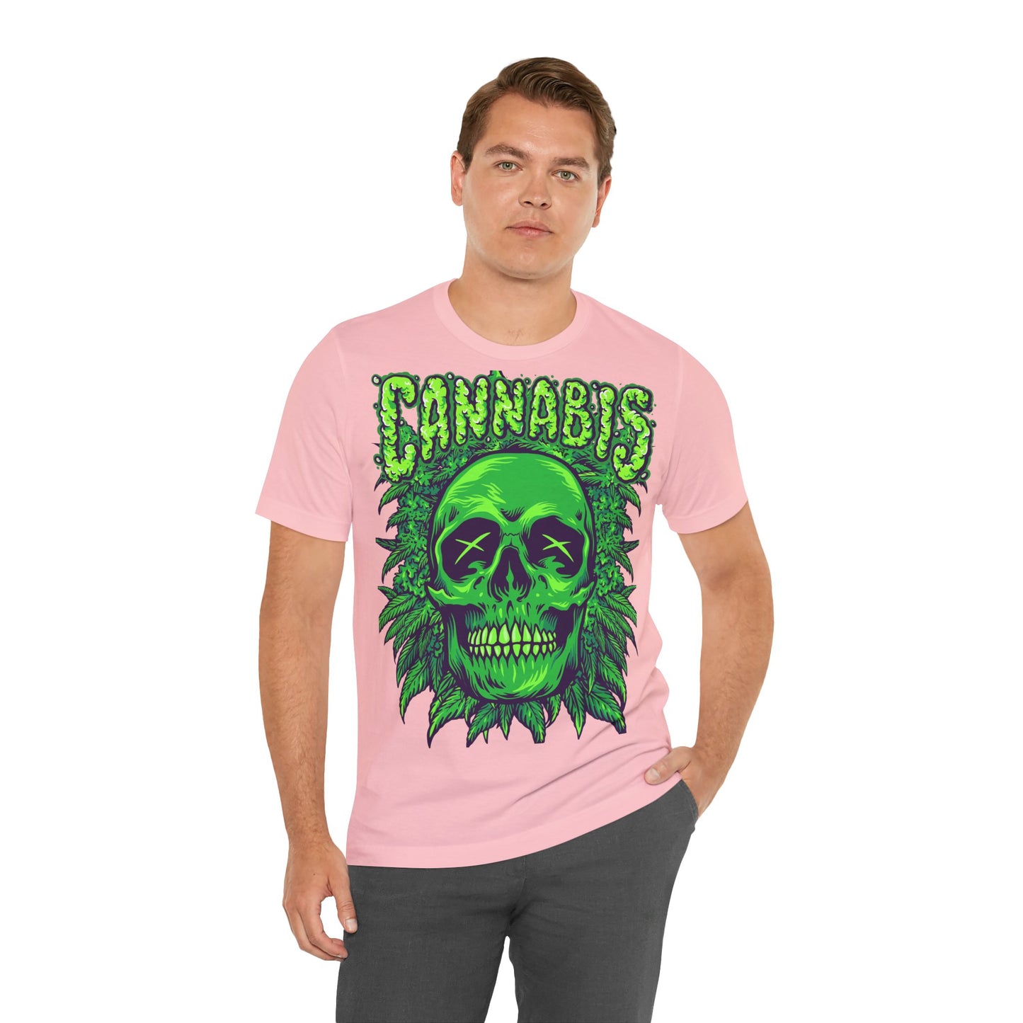 Cannabis Skull T-Shirt - Neon Green - GFAM STORE