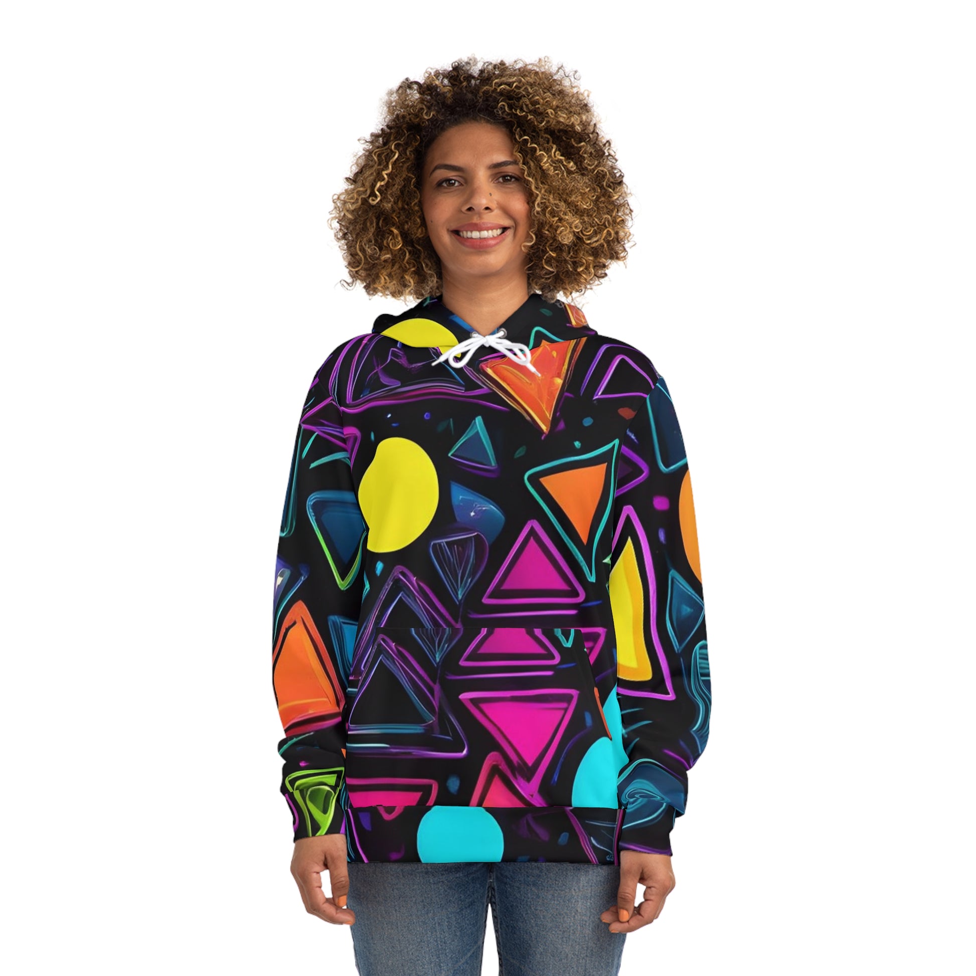 Neon Geometric Rave Sweatshirt with Hood - GFAM STORE