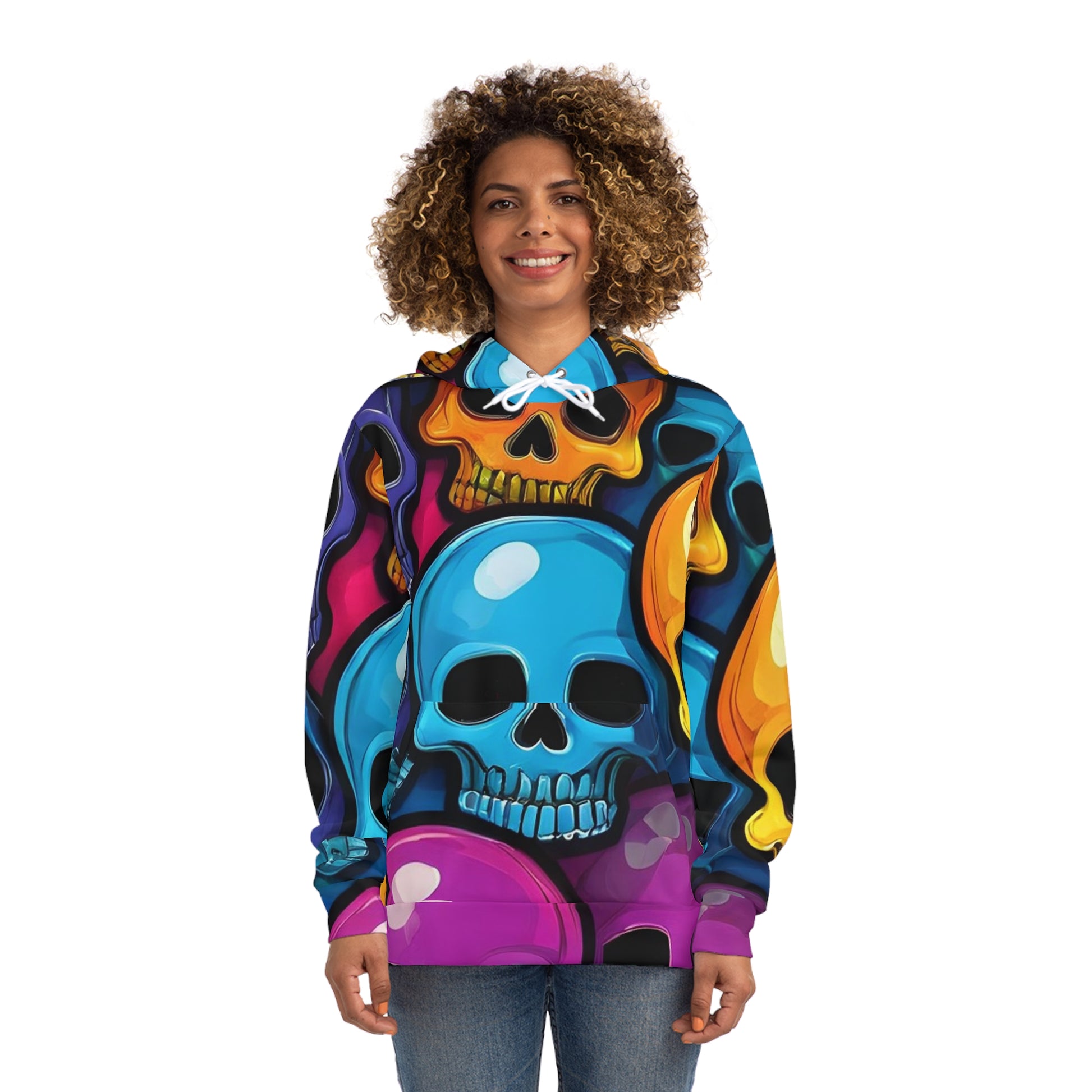 Colorful Skull Graphic Sweatshirt with Hood - GFAM STORE